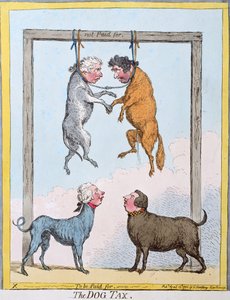 The Dog Tax, udgivet af Hannah Humphrey i 1796 (håndkoloreret radering)