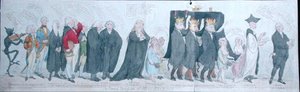 The Funeral Procession of Miss Regency, udgivet af S.W. Fores i 1789 (håndfarvet radering) af James Gillray