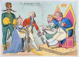 The Introduction, udgivet af Hannah Humphrey, 1791 (håndfarvet radering) af James Gillray