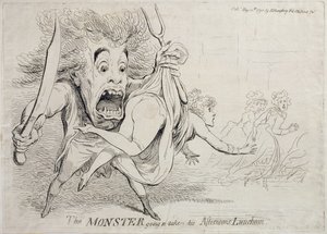 The Monster going to take his Afternoons Luncheon, udgivet af Hannah Humphrey i 1790