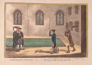 Rakes Fremskridt ved Universitetet. nr. 3, pub. 1806 (håndfarvet gravering)