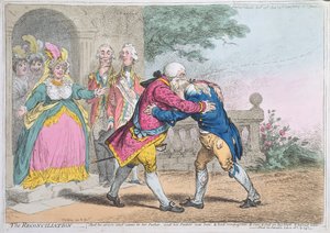 The Reconciliation, udgivet af Hannah Humphrey, 1804 (farvet radering)