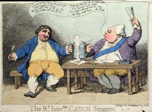 The Right Honorable Catch Singers, udgivet af William Humphrey i 1783 (håndfarvet radering)