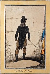 The Shadow of a Duke, udgivet af Hannah Humphrey i 1795 (håndfarvet radering) af James Gillray