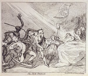 Den syge prins, udgivet af S.W. Fores i 1787 (ætsning) af James Gillray