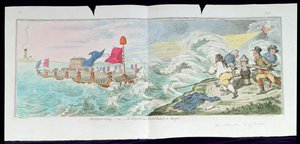 The Storm Rising, or The Republican Flotilla in danger, udgivet af Hannah Humphrey i 1798 (håndkoloreret radering) af James Gillray