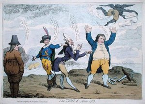 The Times, Anno 1783, udgivet af William Humphrey (håndfarvet radering) af James Gillray