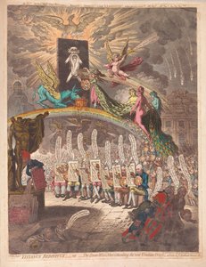 Titianus Redivivus eller de syv vise mænd, der konsulterer det nye venetianske orakel, en scene i Academic Grove No.1, pub. 1797 (håndfarvet gravering)