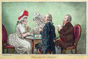 Two-Penny Whist, udgivet af Hannah Humphrey i 1796 (radering, gravering, akvatint og wc på papir)