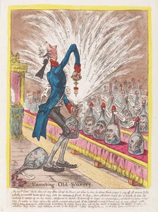 Afpropning af Old Sherry, pub. 1805 (håndfarvet gravering)