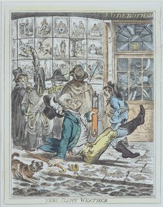 Meget glat vejr, graveret af J. Sidebotham (farve litho) af James Gillray