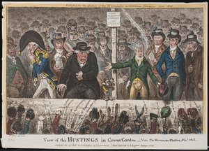 Udsigt til valgaftenerne i Covent Garden - Vide. Valget i Westminster, november 1806