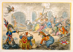 Westminster Conscripts under the Training Act, udgivet af Hannah Humphrey i 1806 (håndfarvet radering)