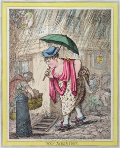 Wet Under Foot, udgivet af Hannah Humphrey i 1812 (håndkoloreret radering)