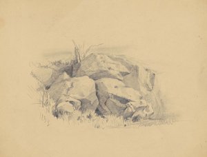 Rocks, 1839 (grafit på vævet papir) af James Goodwin Clonney