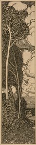 Landskab med træer (pen og sort blæk på papir) af James Guthrie
