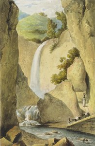 Vandfald på Windward Road nær Kingston, fra "A Picturesque Tour of the Island of Jamaica", graveret af Thomas Sutherland, 1824