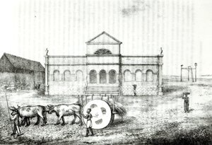 Rio Exchange, a Public Trapiche, a Grass Wagon and the Gallows, illustration fra 