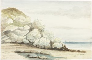 Durham Coast nær Marsden (akvarel, kropsfarve og blyant på papir på kort)