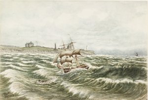 Rescue off Tynemouth (akvarel og bodycolour på papir)