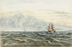Forsendelsesscene fra Tynemouth (akvarel, kropsfarve og blyant på papir)