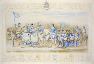 Charles Lamb Esq, Knight of the White Rose (blyant, wc og kropsfarve på papir)