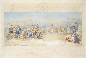 The Joust (blyant, wc og bodycolour på papir) af James Henry Nixon
