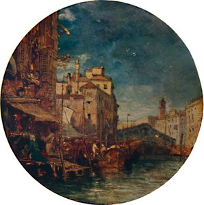 En udsigt over Canal Grande, Venedig, med Rialto i det fjerne, c1850, 1935 af James Holland