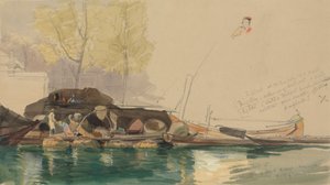 Pramme på en kanal i Rotterdam af James Holland