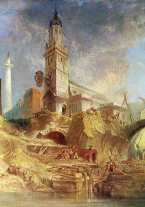 Nedrivning af Old London Bridge med St. Magnus the Martyr bag