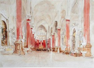 Interiør af San Giovanni e Paolo-kirken, Venedig (wc over grafit på papir) af James Holland