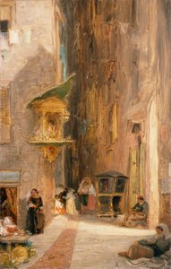 Gade i Genova (olie på lærred) af James Holland