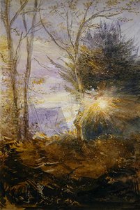 Sunrise, Abinger, Surrey (akvarel på papir) af James Holland