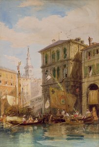 Palazzo Dei Camerlenghi, Venedig, ca. 1835-55 (blyant og akvarel) af James Holland