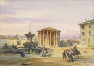 Vesta-templet, Rom, 1849 (wc over grafit på papir)