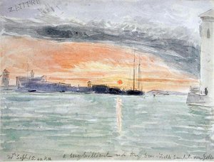 The Zattere, Sunset (wc over grafit på papir) af James Holland
