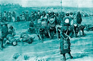Gideon vælger de tre hundrede af Tissot -Bibelen