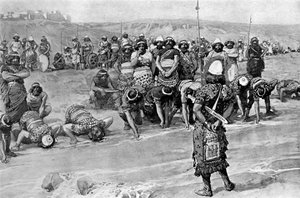 Gideon vælger de tre hundrede af Tissot - Bibelen