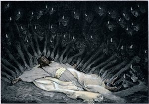Engle, der tjener Jesus, efter at Djævelen har forladt ham, 1897 af James Jacques Joseph Tissot