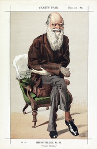 Charles Darwin, Men of the Day, nr. 33, Natural Selection, fra Vanity Fair, udg. 1871 af James Jacques Joseph Tissot