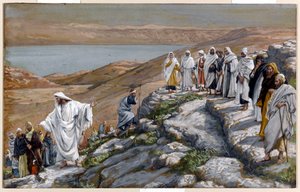 Kristus sender de halvfjerds disciple ud, to og to, illustration til The Life of Christ, ca. 1884-96 (wc & gouache på pap)