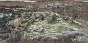 Golgata og den hellige grav i vor Herre tid, illustration til Kristi liv, ca. 1886-94 (wc & gouache på pap) af James Jacques Joseph Tissot