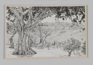 Halvvejs oppe på Oliebjerget, illustration fra Vor Herre Jesu Kristi liv af James Jacques Joseph Tissot