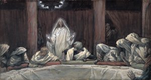 Han viste sig for de elleve mens de sad ved kødet, illustration fra The Life of Christ, ca. 1884-96 (wc & gouache på pap) af James Jacques Joseph Tissot