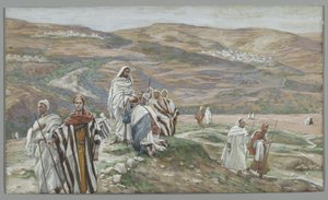 Han sendte dem ud to og to, illustration fra The Life of Our Lord Jesus Christ, 1886-96 (wc over grafit på papir) af James Jacques Joseph Tissot