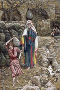 Jesus and His Mother at the Fountain, illustration til The Life of Christ, ca. 1886-94 (wc & gouache på pap) af James Jacques Joseph Tissot