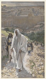 Jesus går om aftenen til Betania, illustration fra Vor Herre Jesu Kristi liv, 1886-94 (wc over grafit på papir) af James Jacques Joseph Tissot