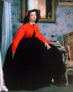 Portræt af Mlle L L, Ung Dame i en rød jakke, 1864. af James Jacques Joseph Tissot