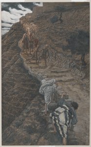 Sankt Peter og Sankt Johannes følger langvejs fra, illustration fra Vor Herre Jesu Kristi liv, 1886-94 (wc over grafit på papir) af James Jacques Joseph Tissot