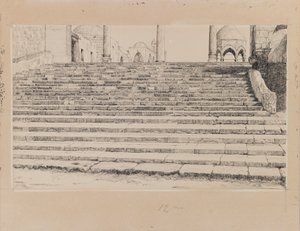 Trappe til domstolen i Haram, illustration fra Vor Herre Jesu Kristi liv (blæk og grafit på pap) af James Jacques Joseph Tissot